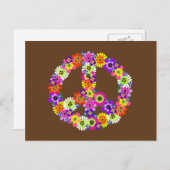 Peace Sign Floral on Brown Postkarte (Vorne/Hinten)