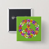 Peace Sign Floral on Lime Green Button (Vorne & Hinten)