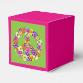 Peace Sign Floral on Lime Green Geschenkschachtel (Rückseite)