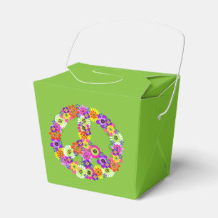 Peace Sign Floral on Lime Green Geschenkschachtel