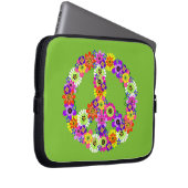 Peace Sign Floral on Lime Green Laptopschutzhülle (Vorne Rechts)