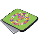 Peace Sign Floral on Lime Green Laptopschutzhülle (Vorne Knopf)