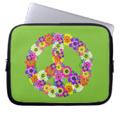Peace Sign Floral on Lime Green Laptopschutzhülle (Vorderseite)