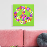 Peace Sign Floral on Lime Green