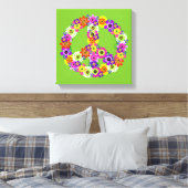 Peace Sign Floral on Lime Green Leinwanddruck (Insitu (Schlafzimmer))