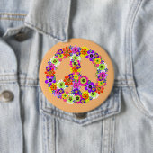 Peace Sign Floral on Peach Button (Beispiel)