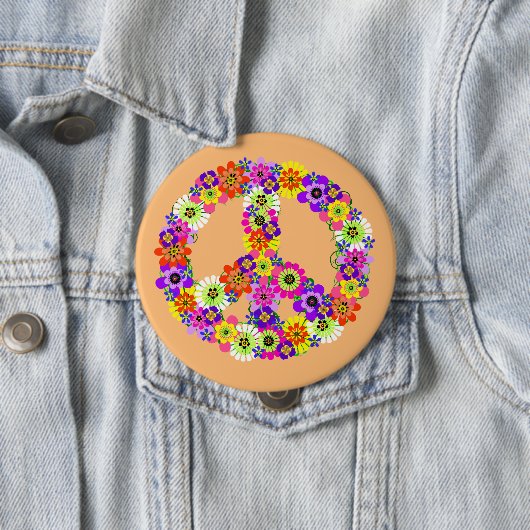 Peace Sign Floral on Peach Button (Beispiel)