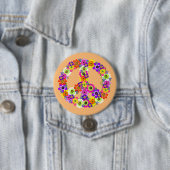 Peace Sign Floral on Peach Button (Beispiel)
