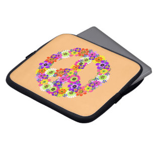 Peace Sign Floral on Peach Laptopschutzhülle
