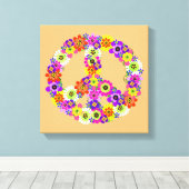 Peace Sign Floral on Peach Leinwanddruck (Insitu (Holzboden))