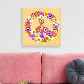 Peace Sign Floral on Peach Leinwanddruck (Insitu (Wohnzimmer))