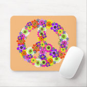 Peace Sign Floral on Peach Mousepad (Mit Mouse)