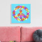 Peace Sign Floral on Sky Blue Leinwanddruck (Insitu (Wohnzimmer))