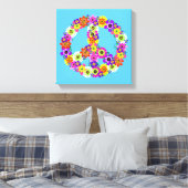 Peace Sign Floral on Sky Blue Leinwanddruck (Insitu (Schlafzimmer))