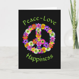 Peace Sign Floral Peace Liebe Happy Card Feiertagskarte