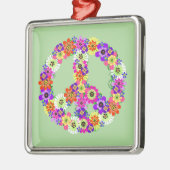 Peace Sign Floral Silbernes Ornament (Links)