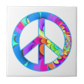 Peace Sign Fractal Summer Palette Ceramic Tile Fliese (Vorderseite)