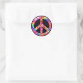 Peace Sign Fraktal Groovy Runder Aufkleber (Tasche)