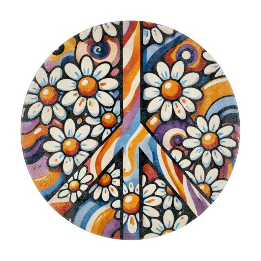 Peace Sign Friedlich Hippie Schneidebrett (Vorderseite)