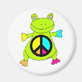 Peace Sign Frog Round Magnet (Vorne)