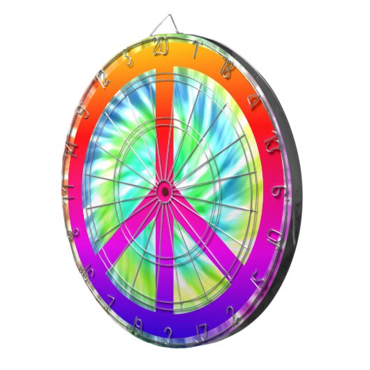 Peace Sign Gefärbte Krawatte Design Dart Board Dartscheibe (Vorderseite rechts)