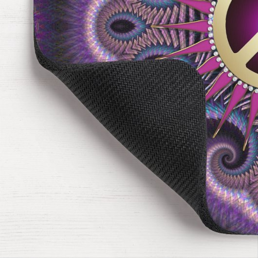 Peace Sign Groovy Fraktale Lila Mousepad (Ecke)