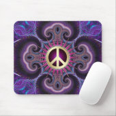 Peace Sign Groovy Fraktale Lila Mousepad (Mit Mouse)