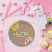 Peace Sign Groovy Welcome Baby Dusche Cardstock Pappteller (Party)