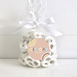 Peace Sign Groovy Willkommen Pink Baby Dusche Hipp Runder Aufkleber