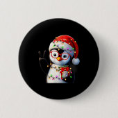 Peace Sign Hand Penguin Santa Christmas Penguin Pa Button (Vorderseite)