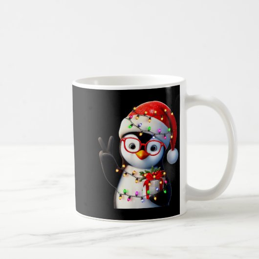 Peace Sign Hand Penguin Santa Christmas Penguin Pa Kaffeetasse (Rechts)
