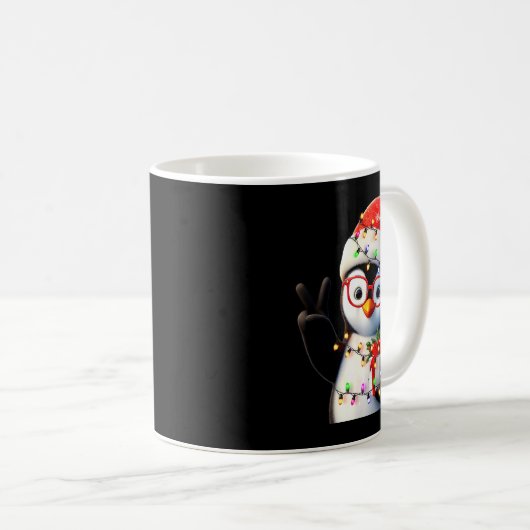 Peace Sign Hand Penguin Santa Christmas Penguin Pa Kaffeetasse (VorderseiteRechts)