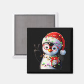 Peace Sign Hand Penguin Santa Christmas Penguin Pa Magnet (Vorderseite/Rückseite)