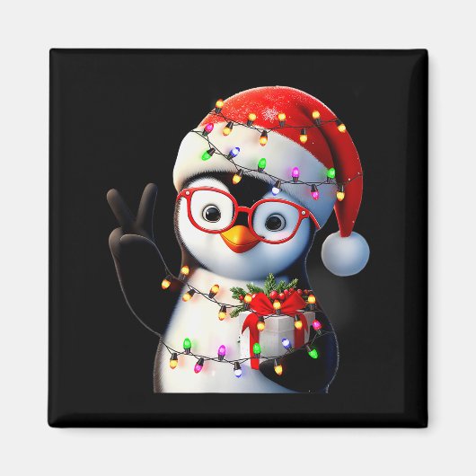 Peace Sign Hand Penguin Santa Christmas Penguin Pa Magnet (Vorne)