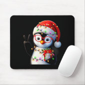Peace Sign Hand Penguin Santa Christmas Penguin Pa Mousepad (Mit Mouse)