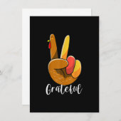 Peace Sign Hand Turkey Thanksgiving Grateful Women Einladung (Vorne/Hinten)