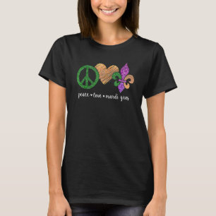 Peace Sign Heart Fleur De Lys Hippie Peace Liebe T-Shirt
