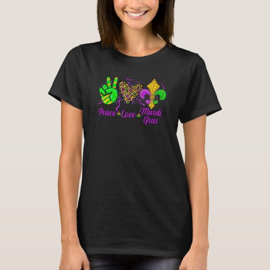 Peace Sign Heart Fleur De Lys Hippie Peace Love Ma T-Shirt (Vorderseite)