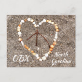 Peace Sign Heart of Seashells OBX NC Postkarte (Vorderseite)