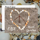 Peace Sign Heart of Seashells OBX NC Postkarte
