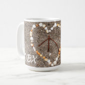 Peace Sign Heart Seashells OBX Beach NC Kaffeetasse (Vorderseite Links)