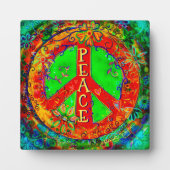 Peace Sign Hippie Fun Floral Whimsical Easel Fotoplatte (Vorderseite)
