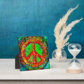 Peace Sign Hippie Fun Floral Whimsical Easel Fotoplatte (InSitu)