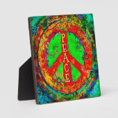 Peace Sign Hippie Fun Floral Whimsical Easel Fotoplatte (Vorderseite)