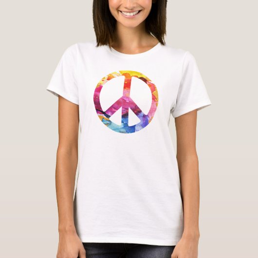 Peace Sign Hippie Girl 70s T-Shirt (Vorderseite)