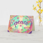 Peace Sign Hübsch rosa florale Inspiration Spaß Karte (Gelbe Blume)