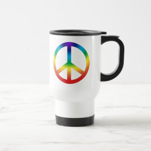 Peace Sign in Regenbogenfarben Reisebecher