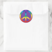 Peace Sign in Regenbogenfarben Runder Aufkleber (Tasche)