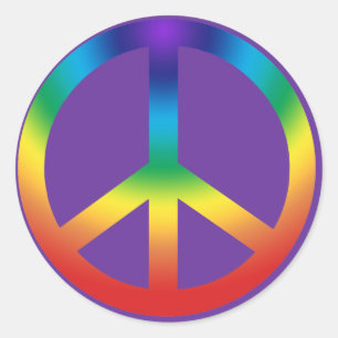 Peace Sign in Regenbogenfarben Runder Aufkleber