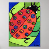 Peace Sign Ladybug Mini Folk Art Poster (Vorne)